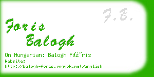 foris balogh business card
